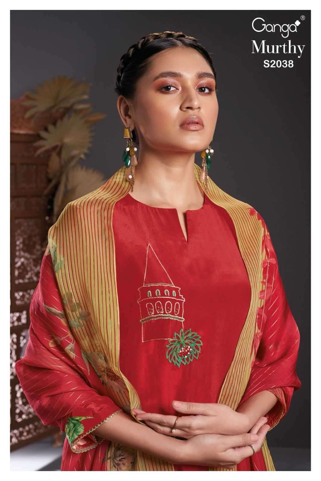 ganga murthy 2038 premium pure silk crape suit 