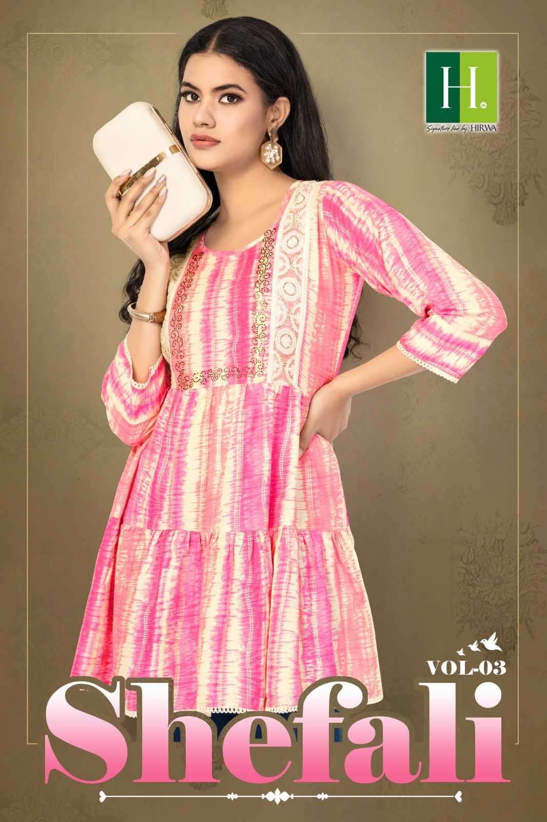 hirwa shefali vol 3 series 301-308 Heavy Rayon Procian Prints with Foil kurti