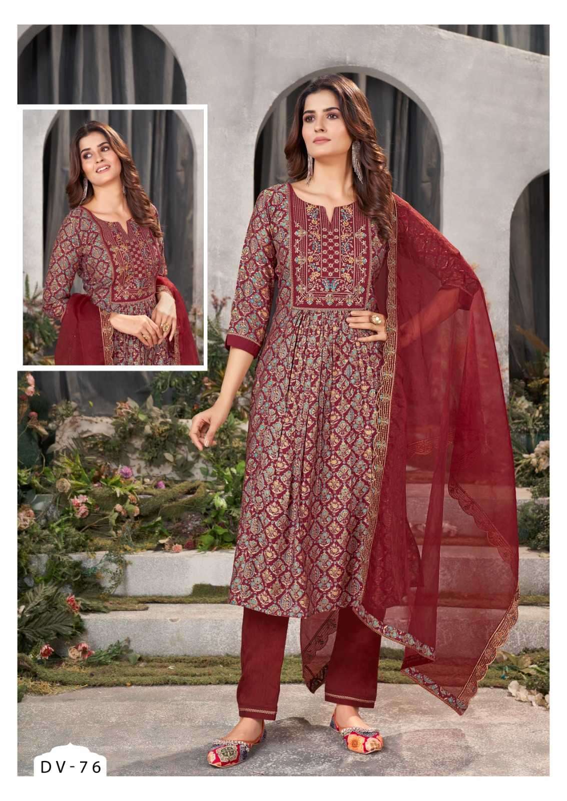 kalaroop kajree dv 75-76 pure modal print suit