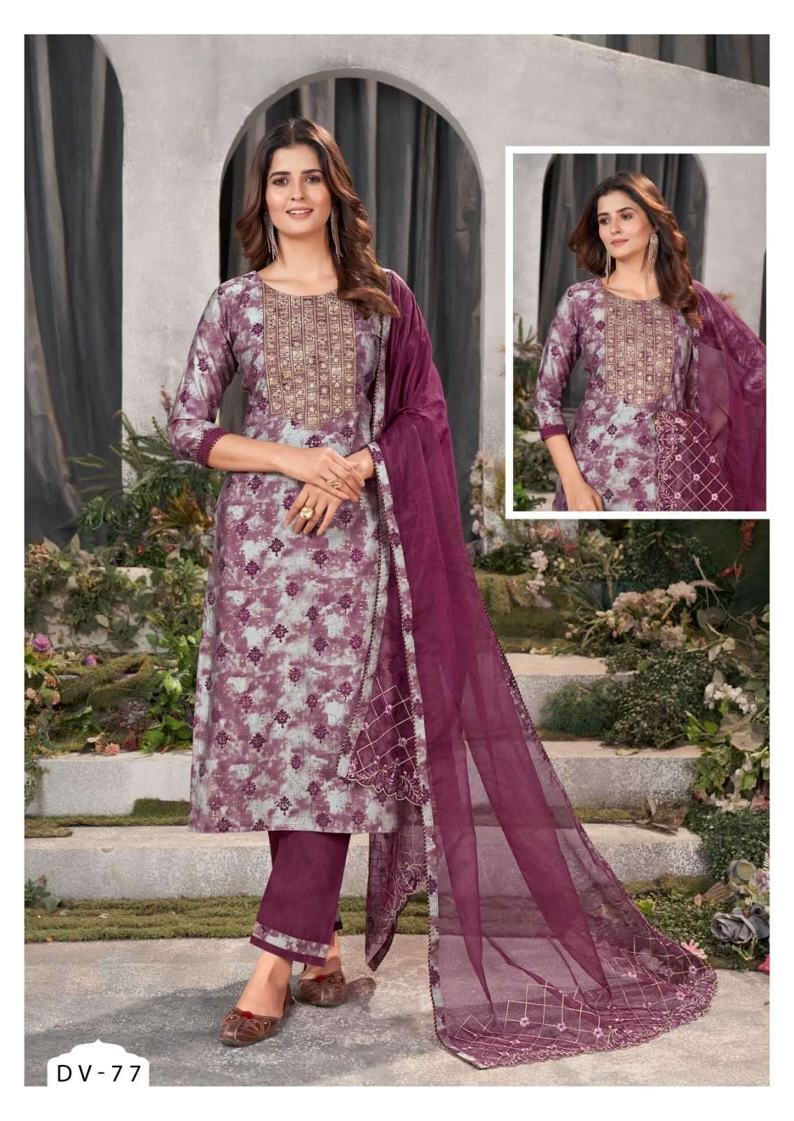 kalaroop kajree dv 77-78 pure modal print readymade suit