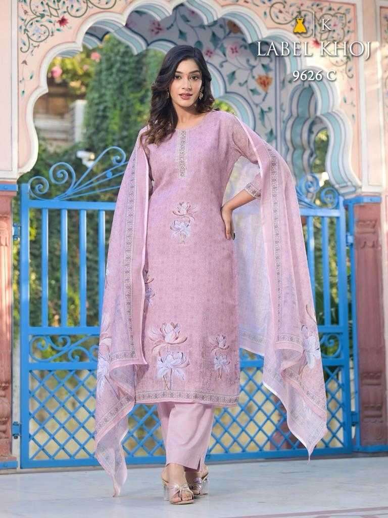 label khoj poster 9626 linen readymade suit 