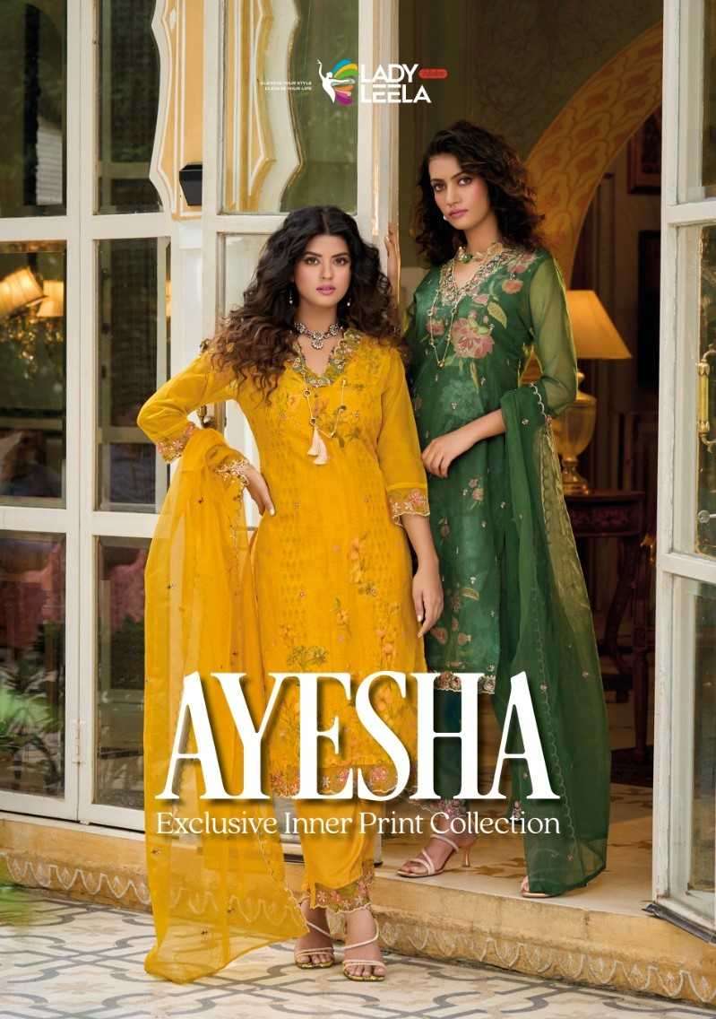 lady leela ayesha series 1141-1146 Organza handwork readymade suit 