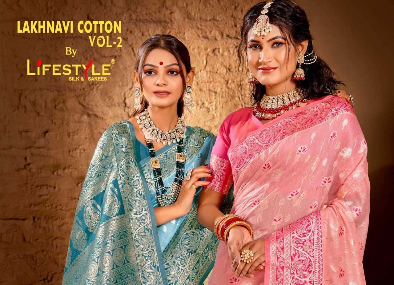 lifestyle lakhnavi cotton vol 2 series 23111-23114 fancy saree