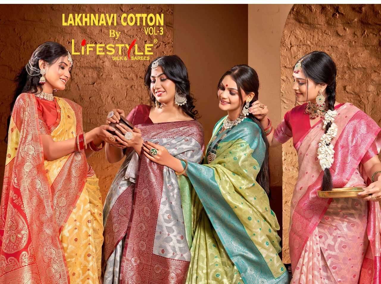 lifestyle lakhnavi cotton vol 3 fancy saree