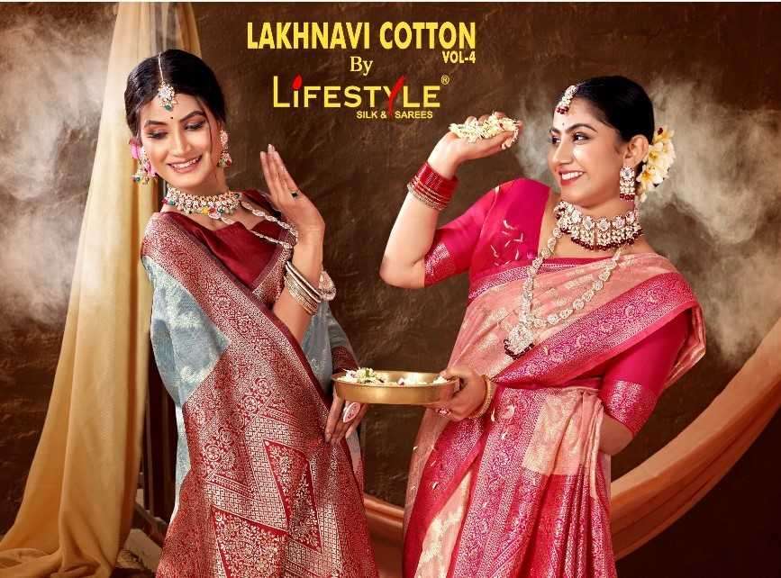 lifestyle lakhnavi cotton vol 4 series 23141-23144 fancy saree