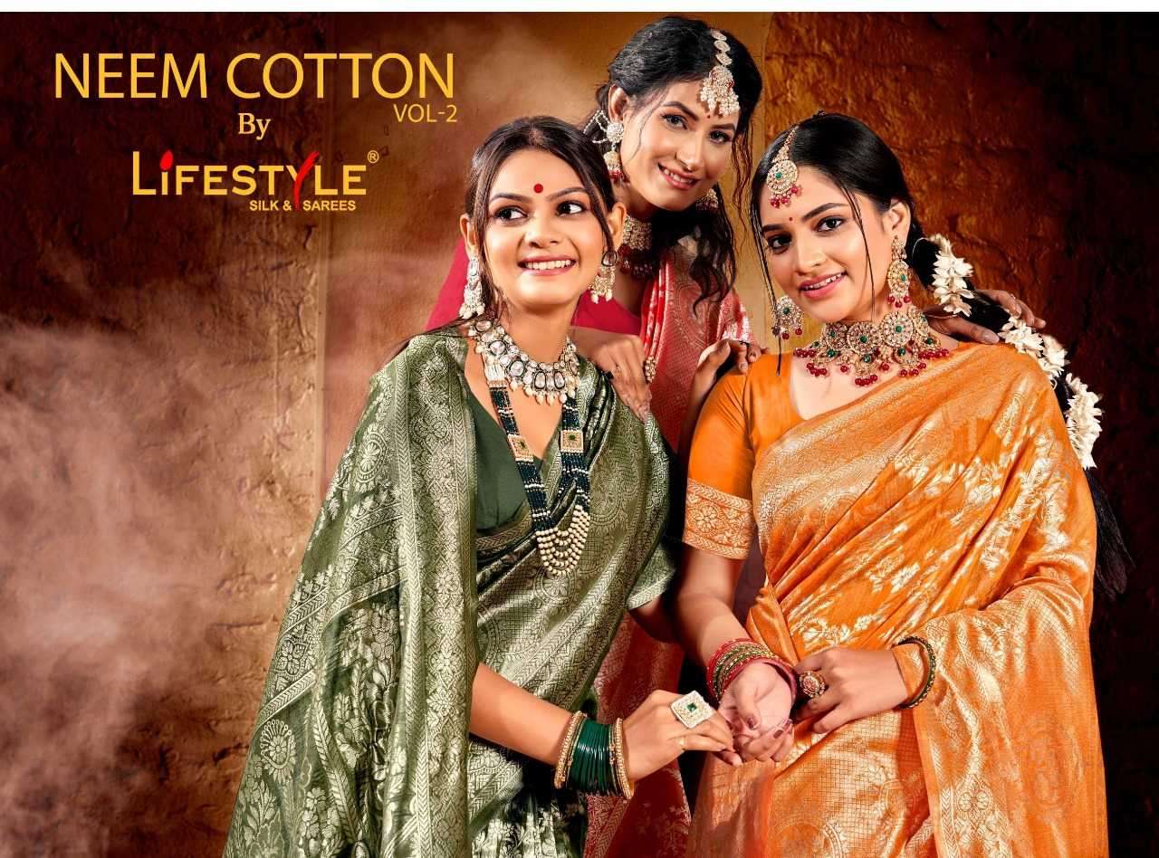 lifestyle neem cotton vol 2 series 22981-22984 fancy saree