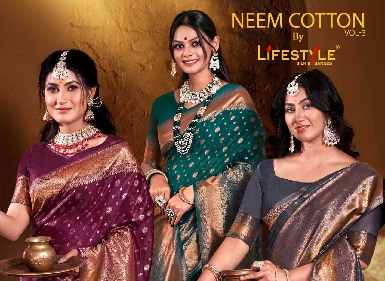 lifestyle neem cotton vol 3 series 22631-22634 fancy saree