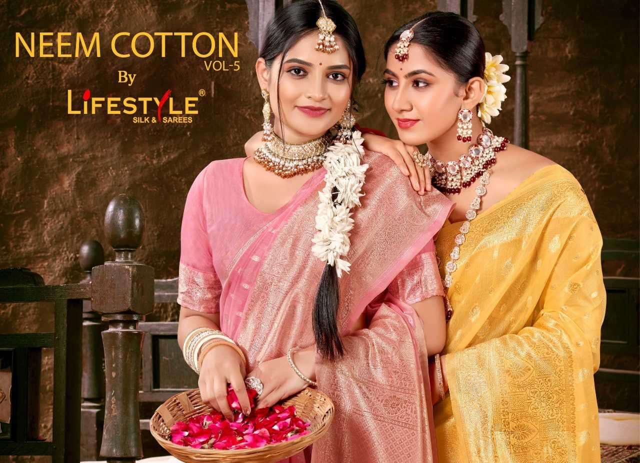 lifestyle neem cotton vol 5 series 22881-22884 fancy saree