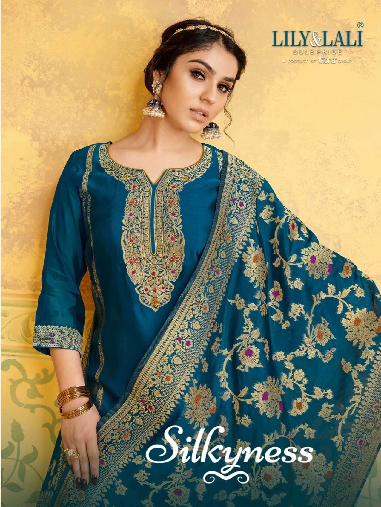 lily and lali silkyness series 15001-15006 jacquard readymade suit 