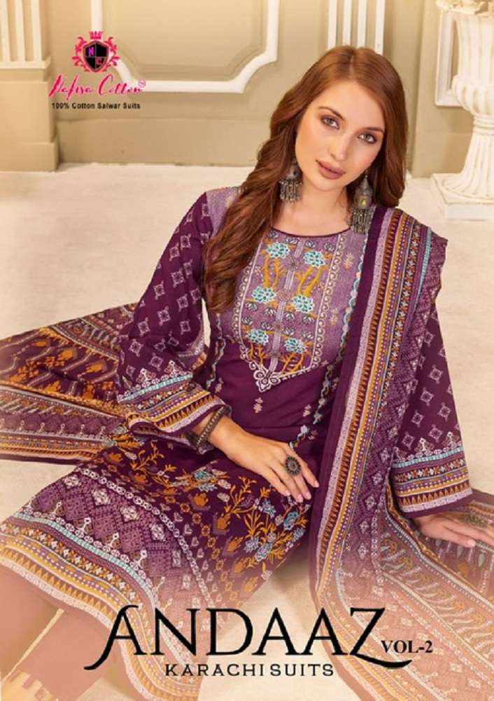 Nafisa Andaaz Karachi Suits Vol-2 series 207-212 soft cotton suit 