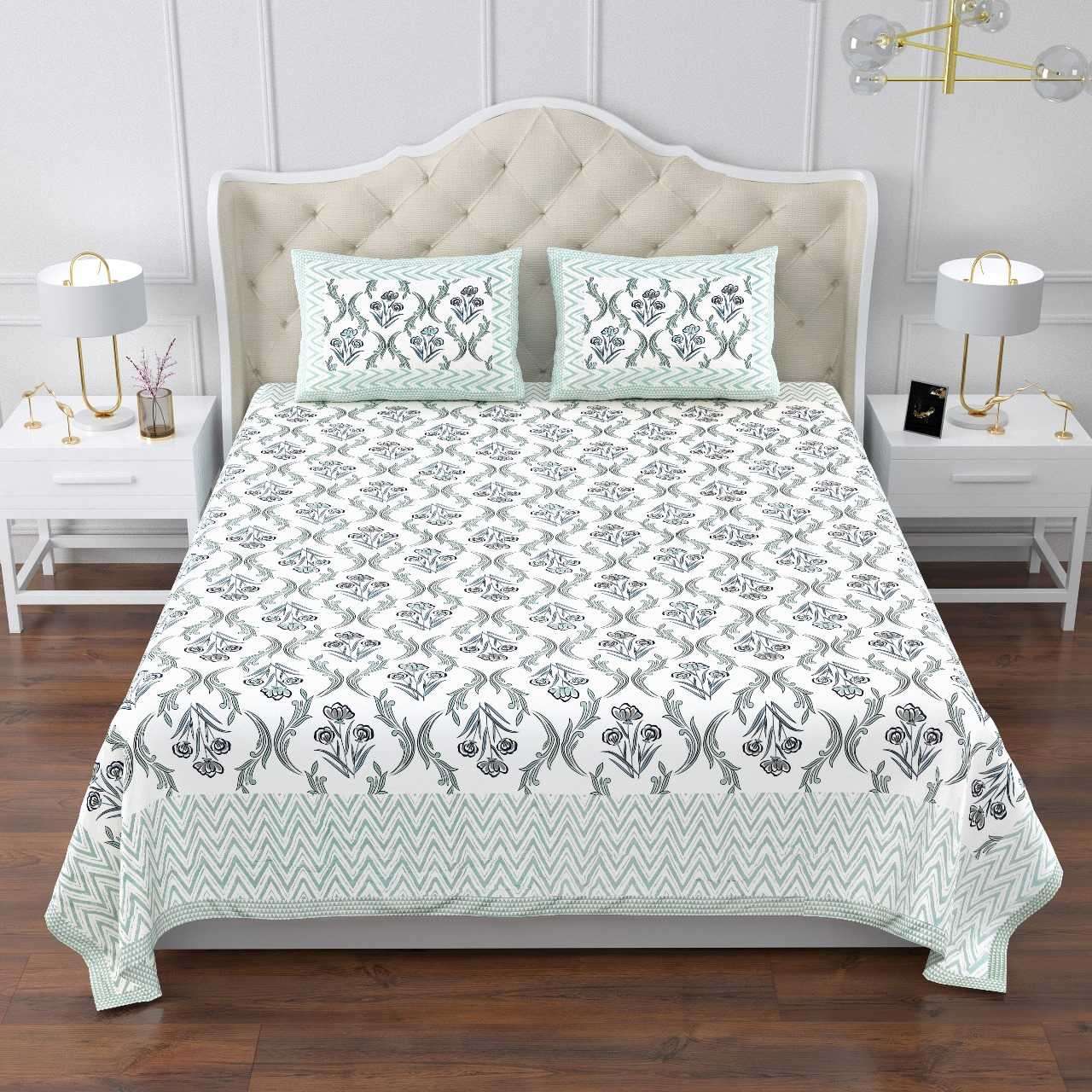 pr khasata fancy print cotton bedsheet with two pillow cover