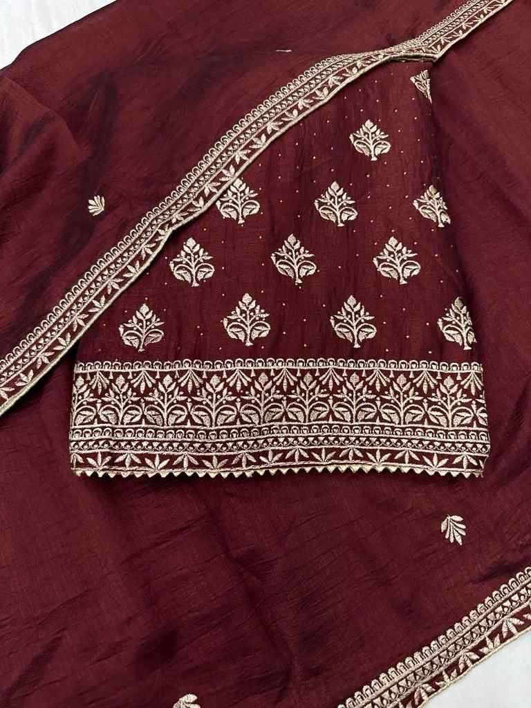 pr lavina Pure vichitra silk with swaroski suit