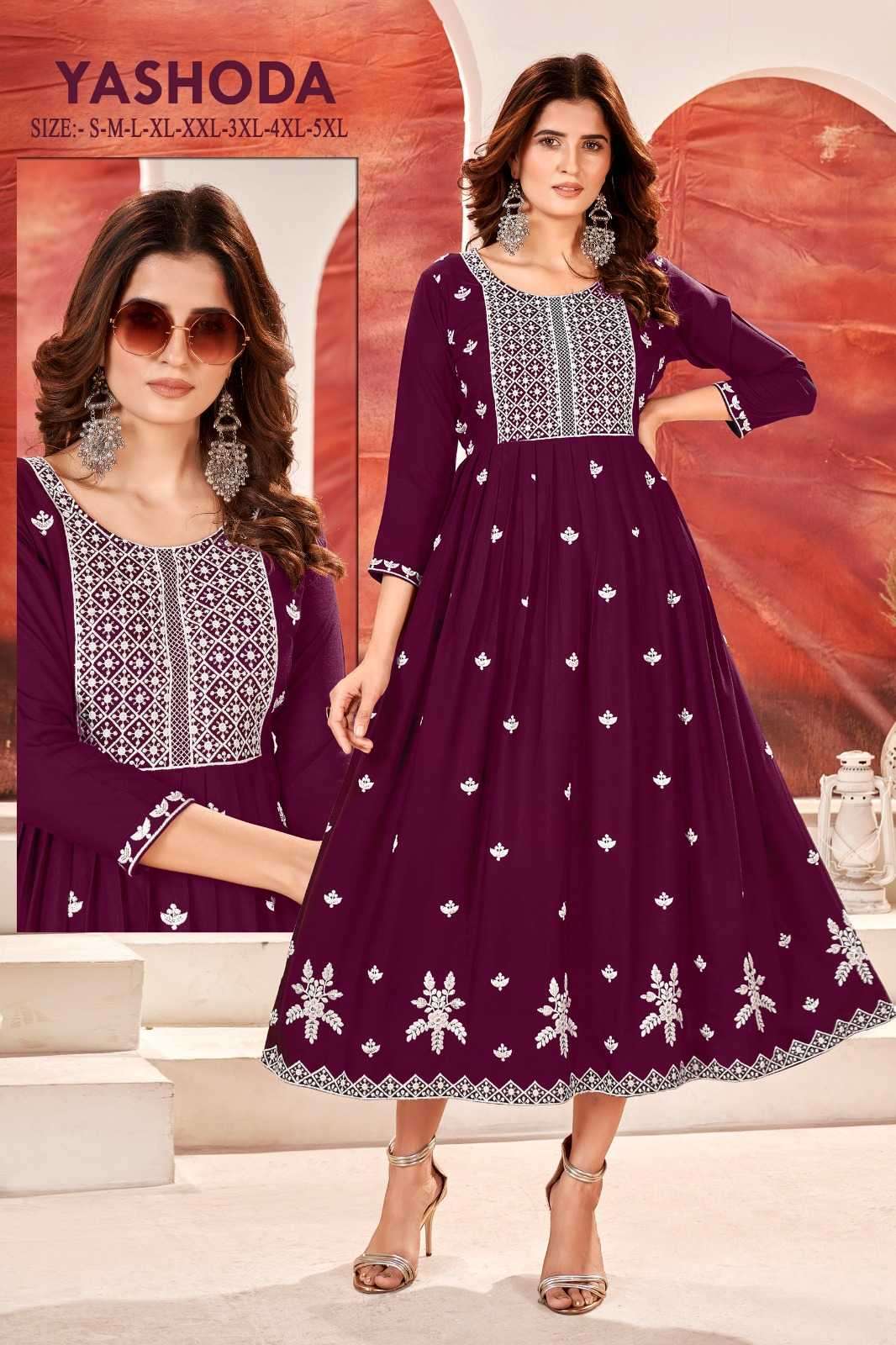 pr yashoda series 1001-1005 bombay rayon kurti 