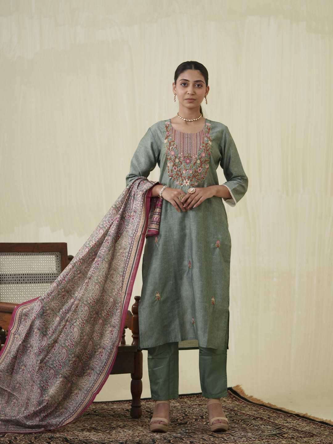 psyna 2273 chanderi readymade suit 