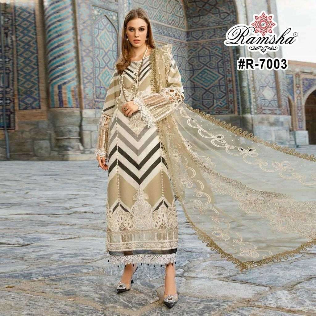 ramsha 7001&7002 cambric emroidery suit 