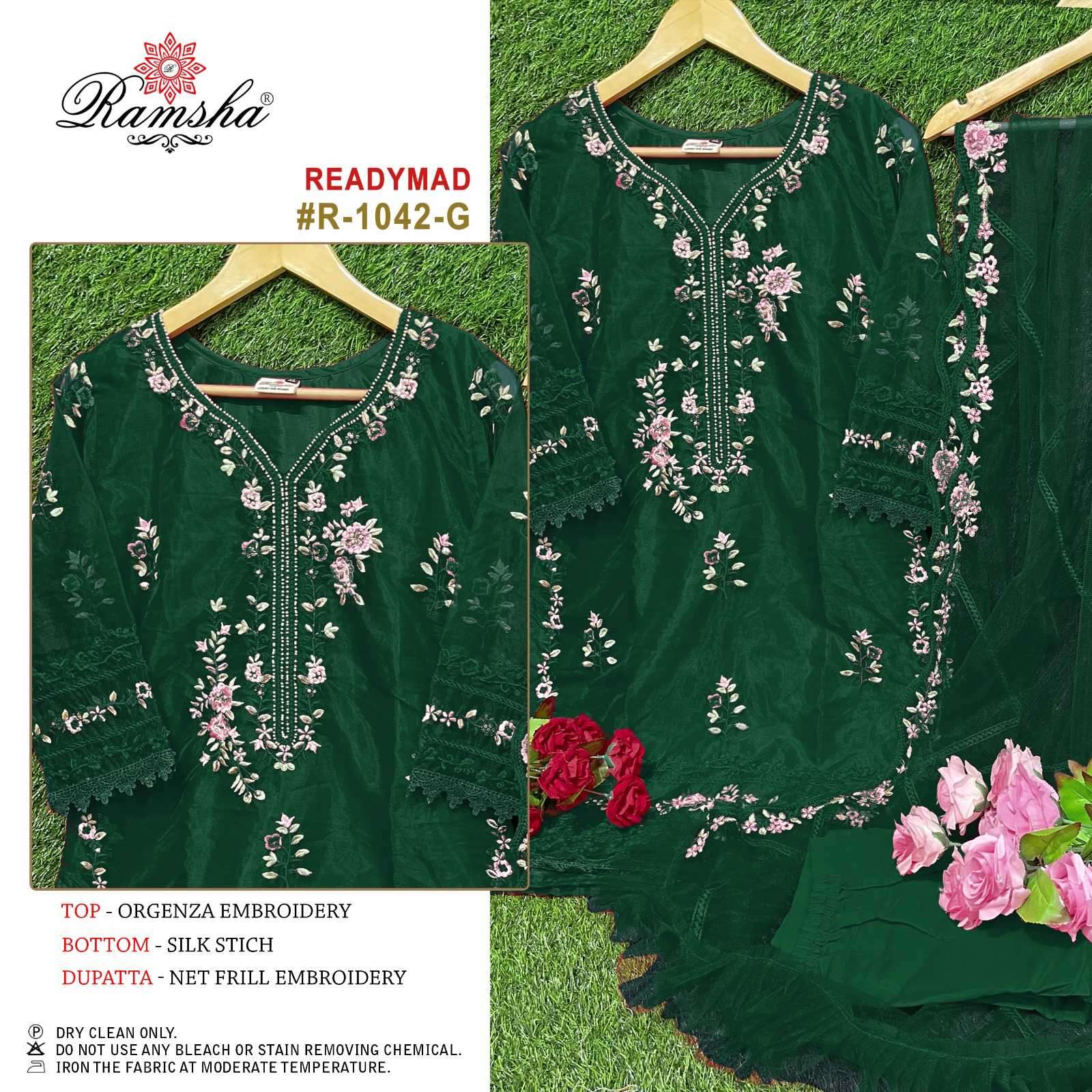 ramsha R-1042 organza embroidery suit 