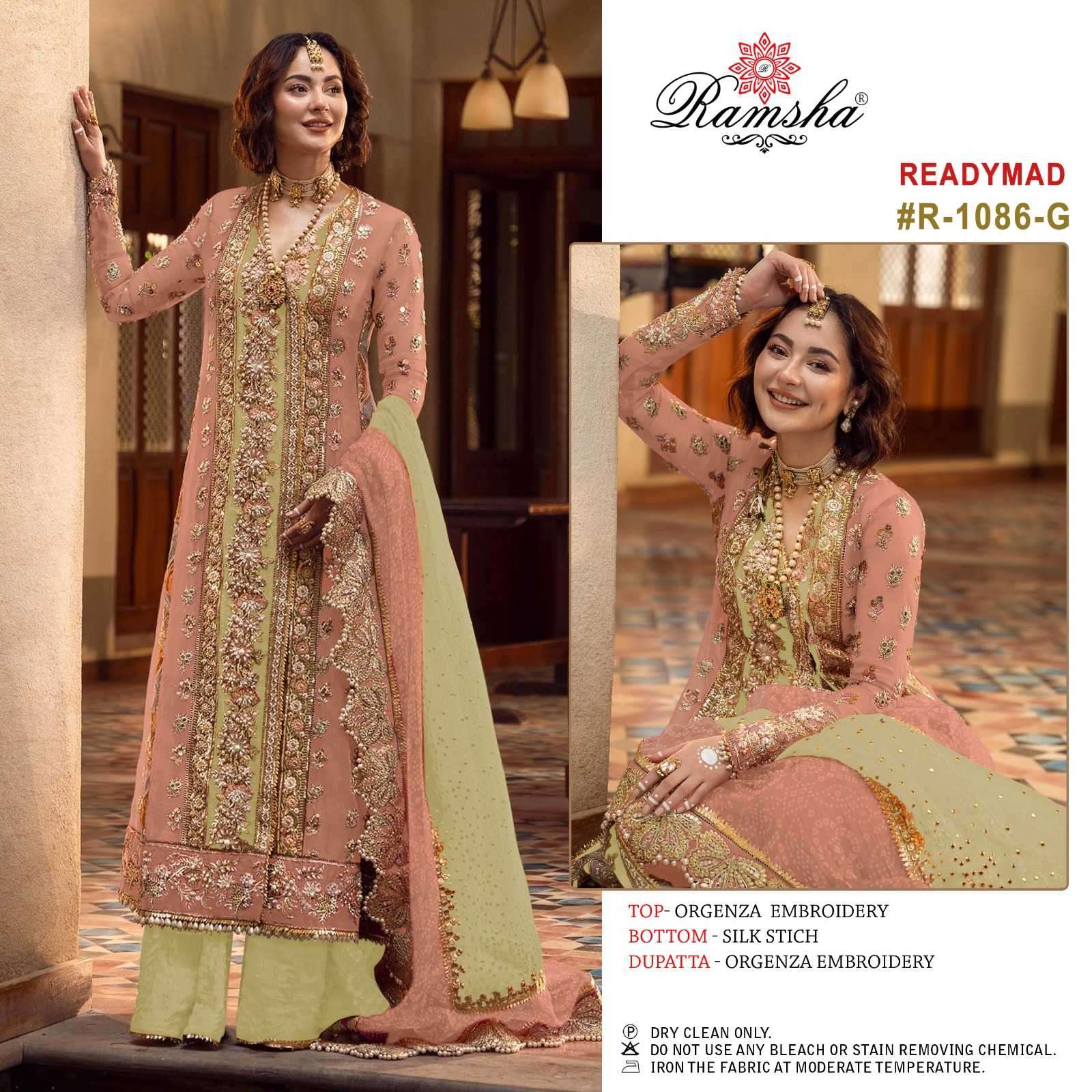 ramsha R-1086 nx dusty chart organza embroidery readymade suit