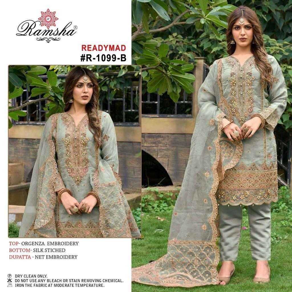 ramsha R-1099 organza embroidery suit 