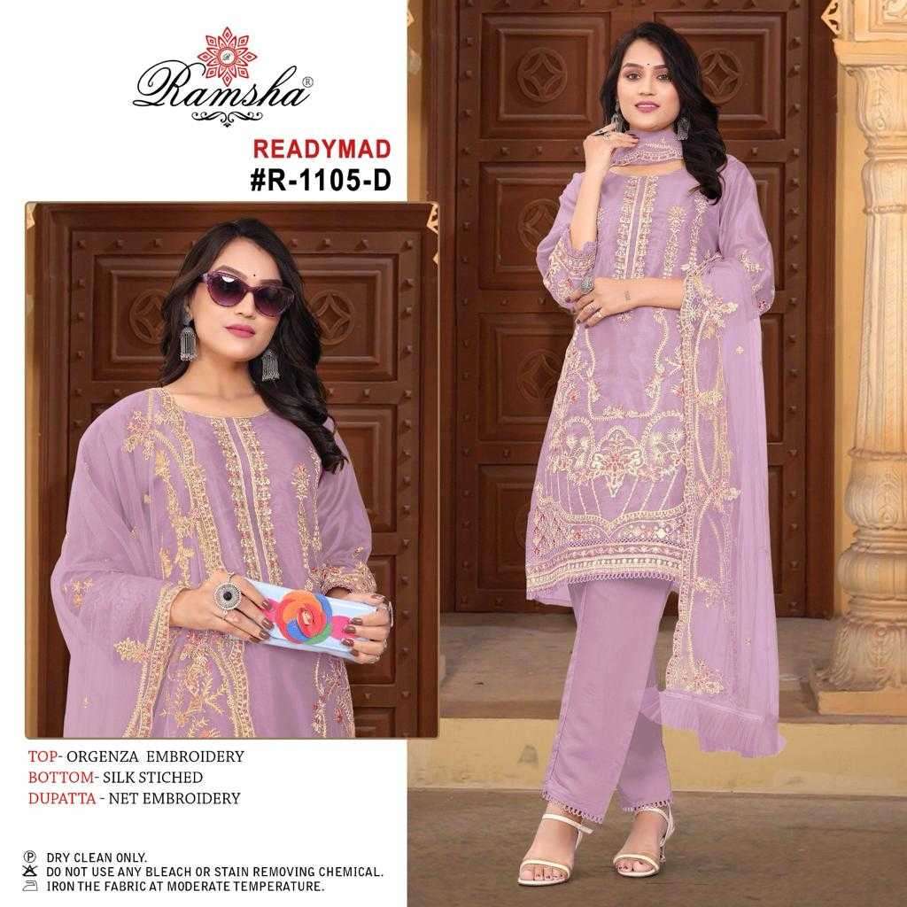 ramsha R-1105 organza embroidery suit 