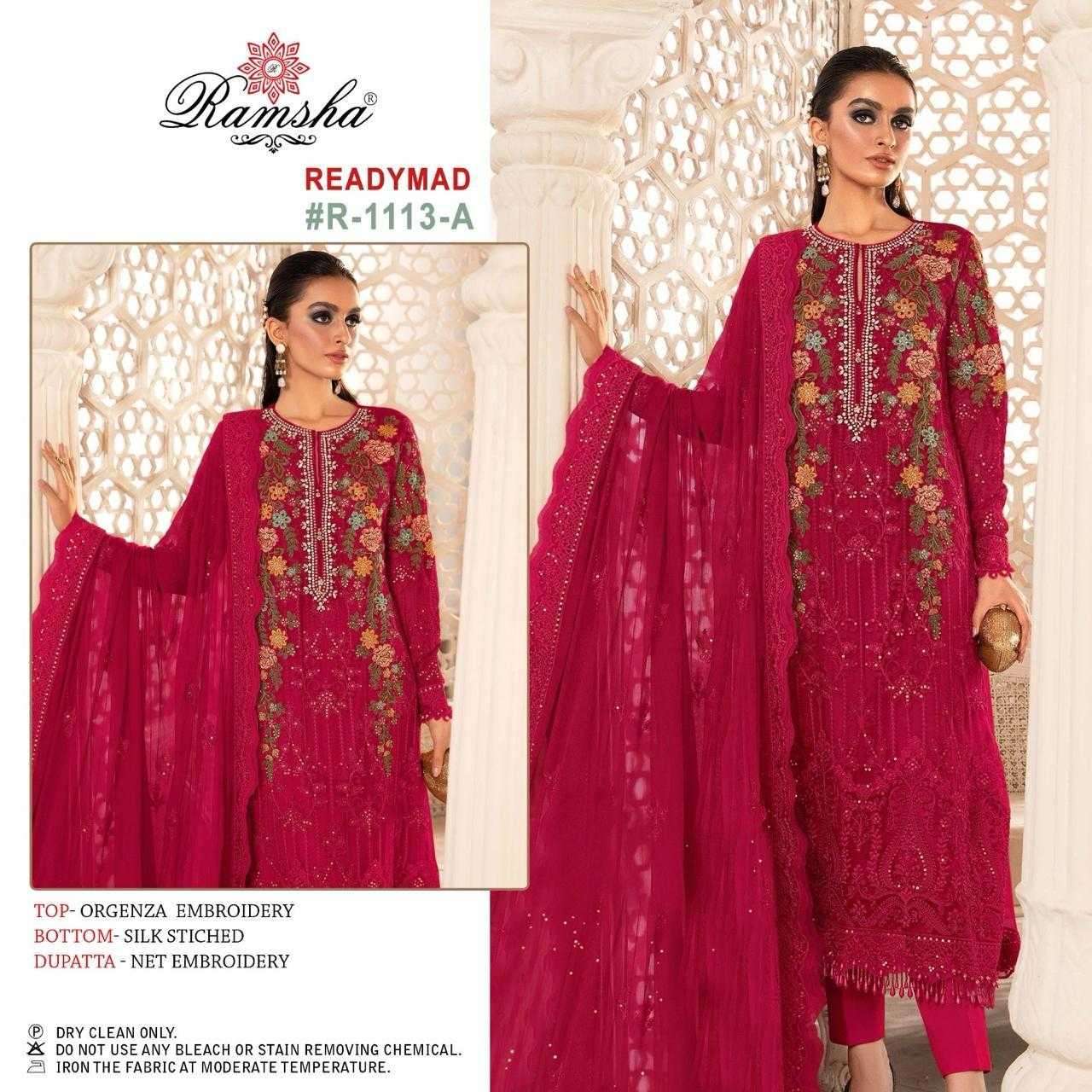 ramsha R-1113 organza emboridery suit 