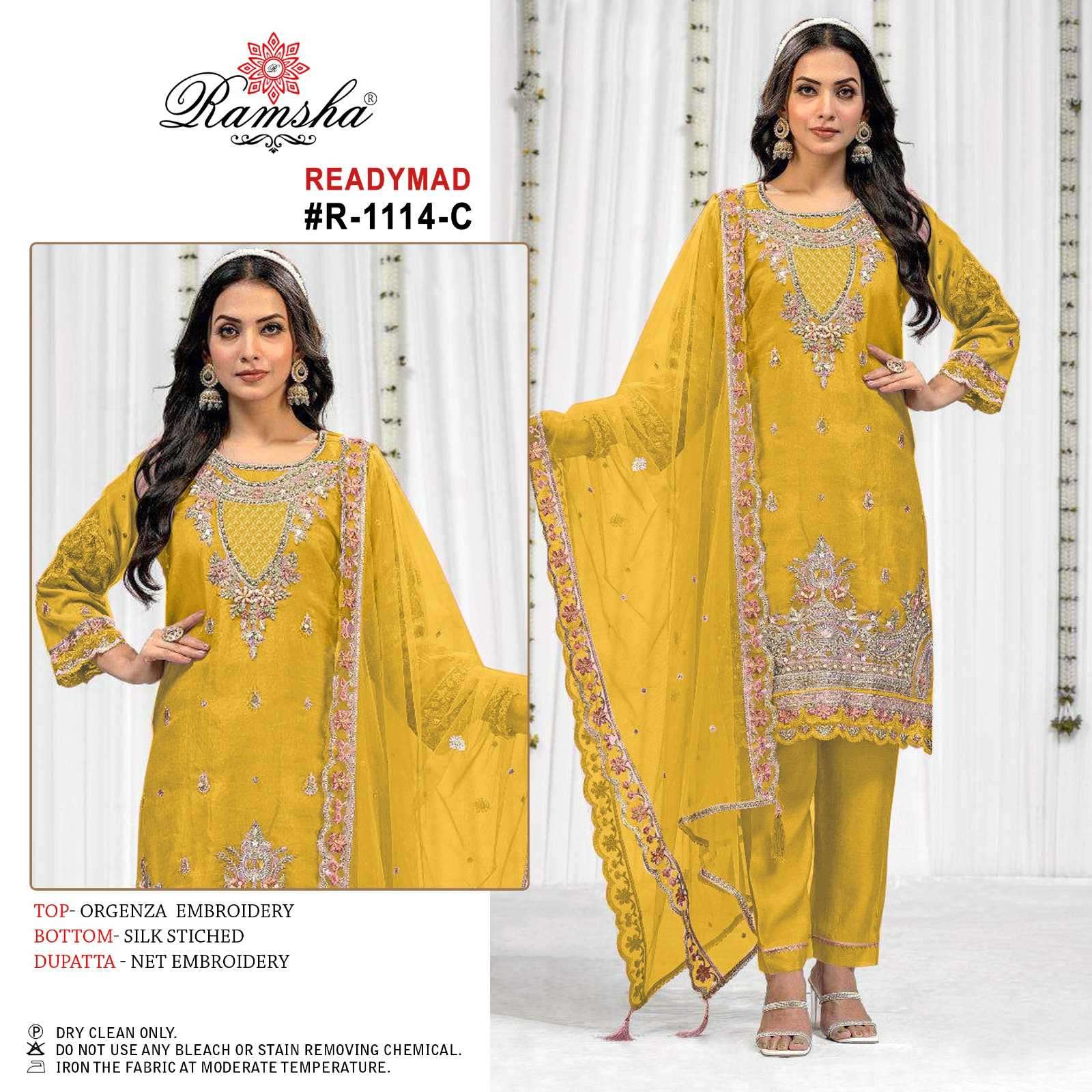 ramsha R-1114 organza embroidery suit 