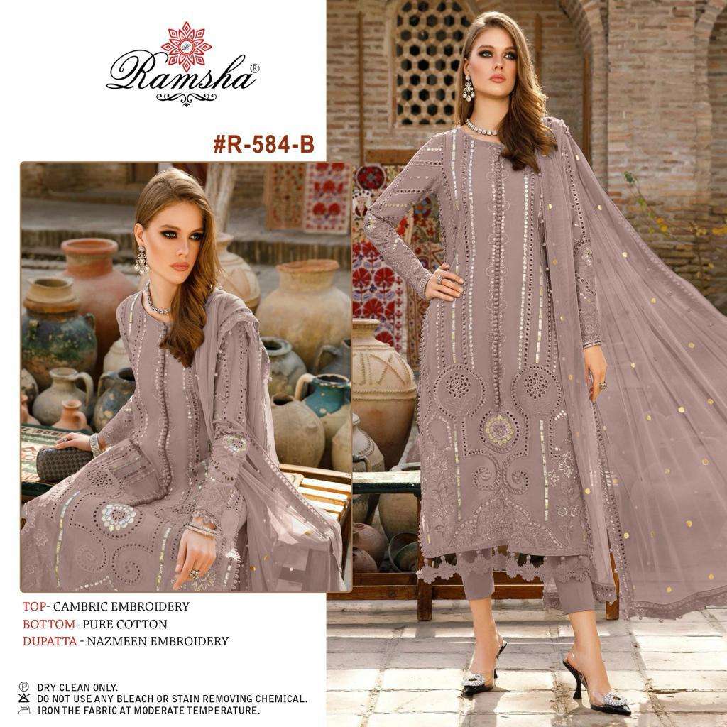 ramsha R-584 designer cambric suit 