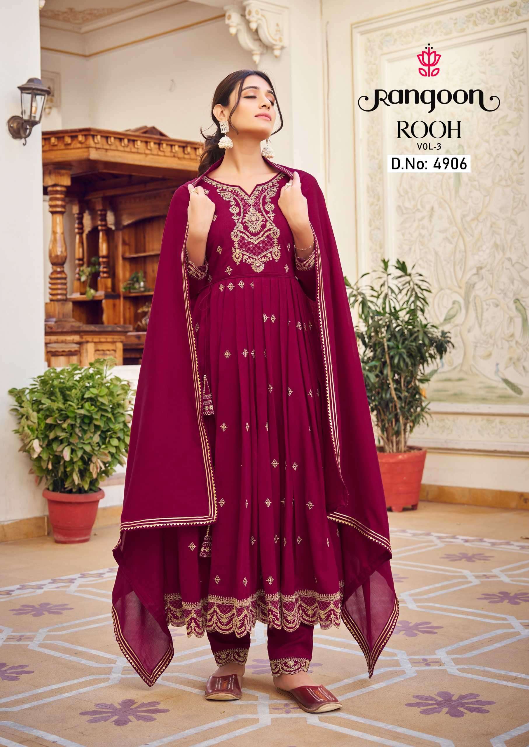 rangoon rooh vol 3 series 4901-4906 Silk with Fancy Embroidery suit