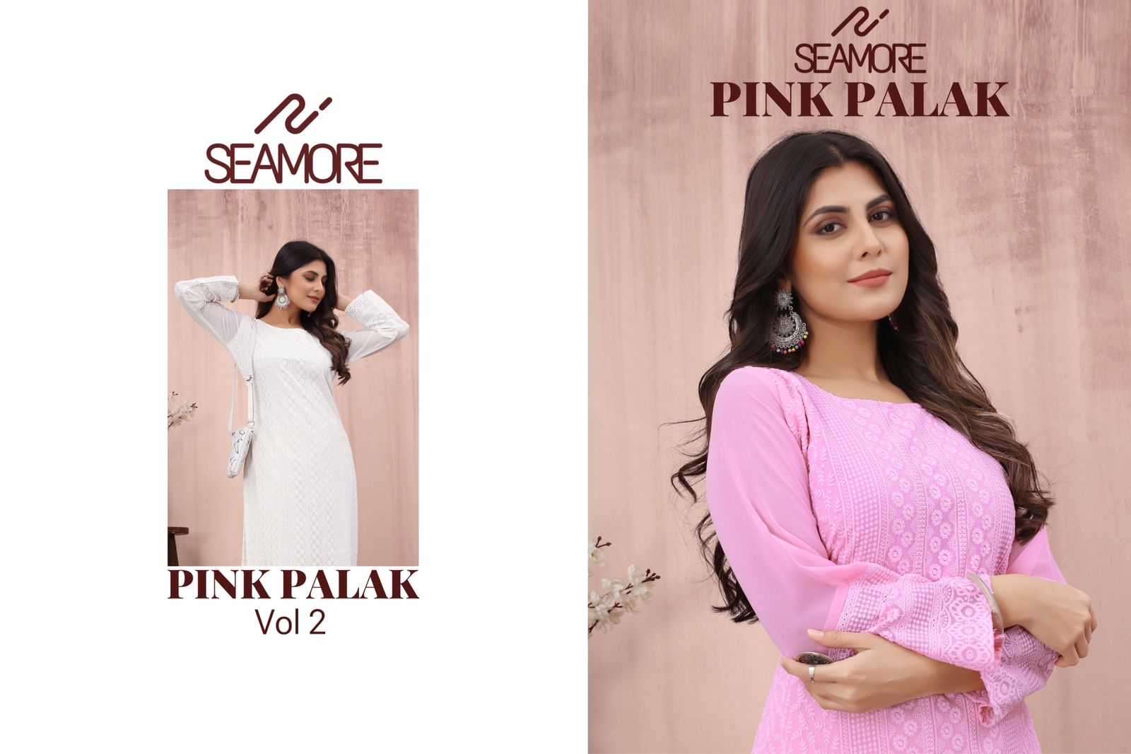 seamore pink palak vol 2 series 3015-3017 Lakhnavi Georgette kurta
