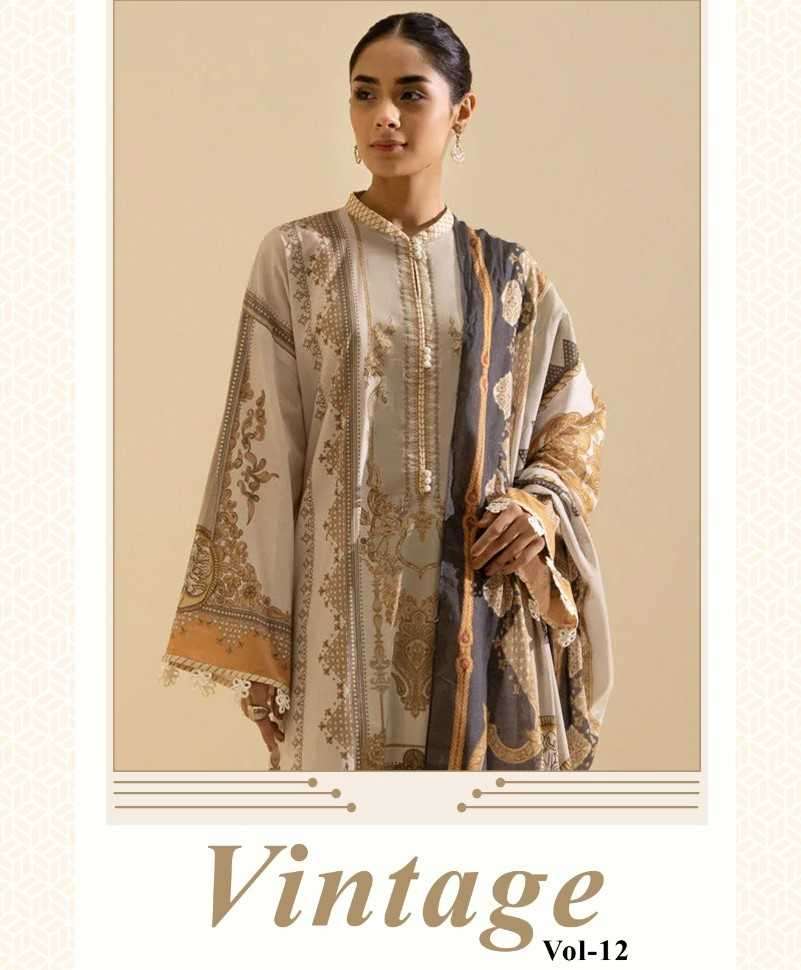 shraddha designer vintage vol 12 series 12001-12004 lawn cotton suit 