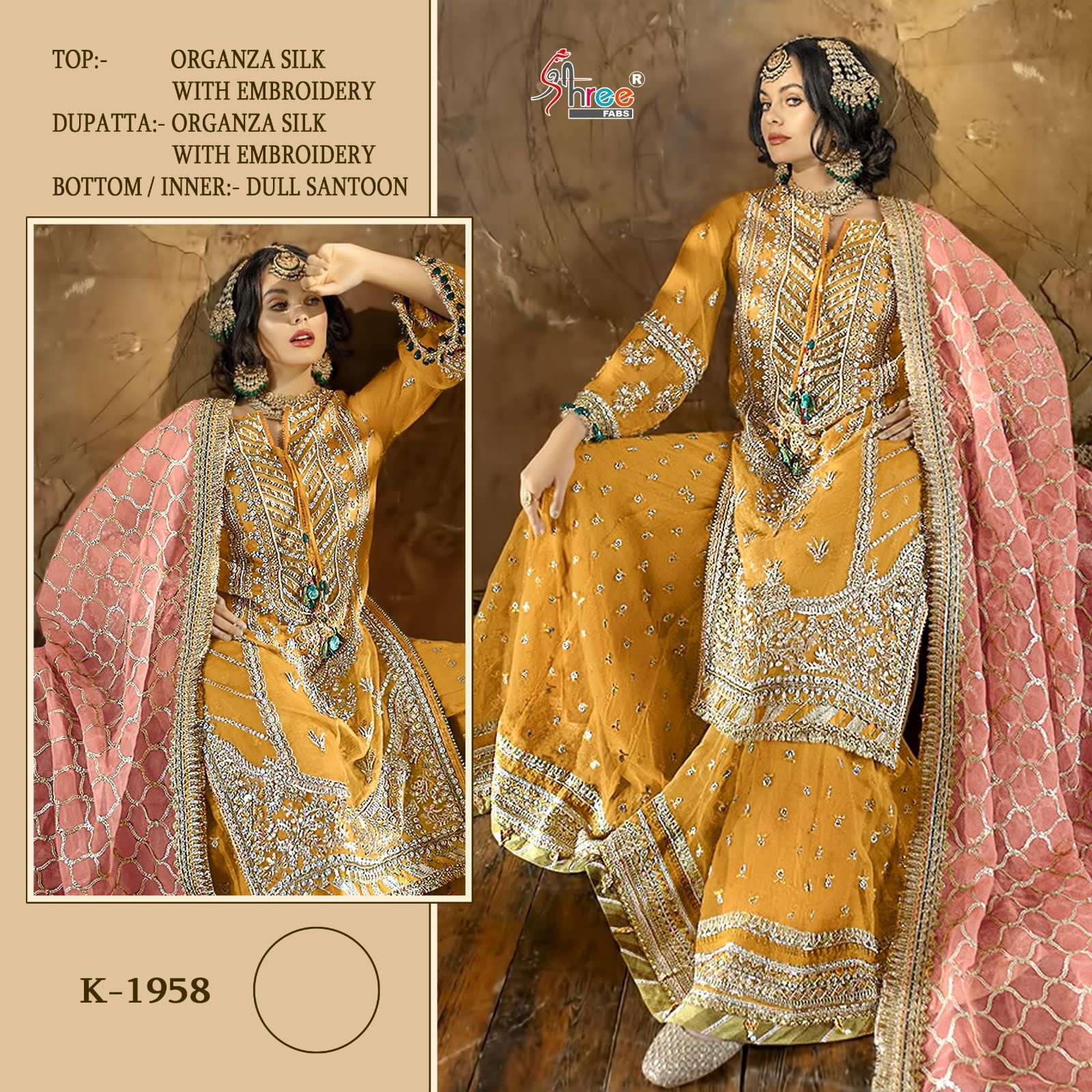 shree fab K-1958 designer organza silk suit 