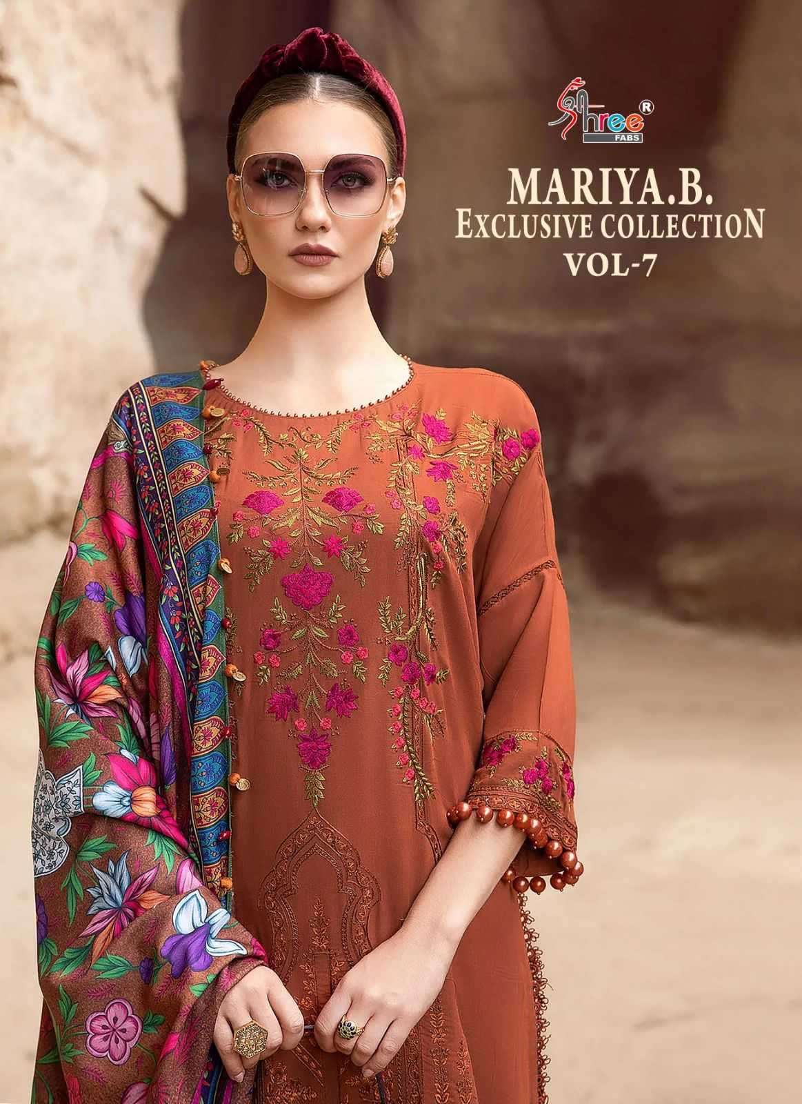 shree fab maria b exclusive collection vol 7 series 3356-3360 pure rayon cotton suit 