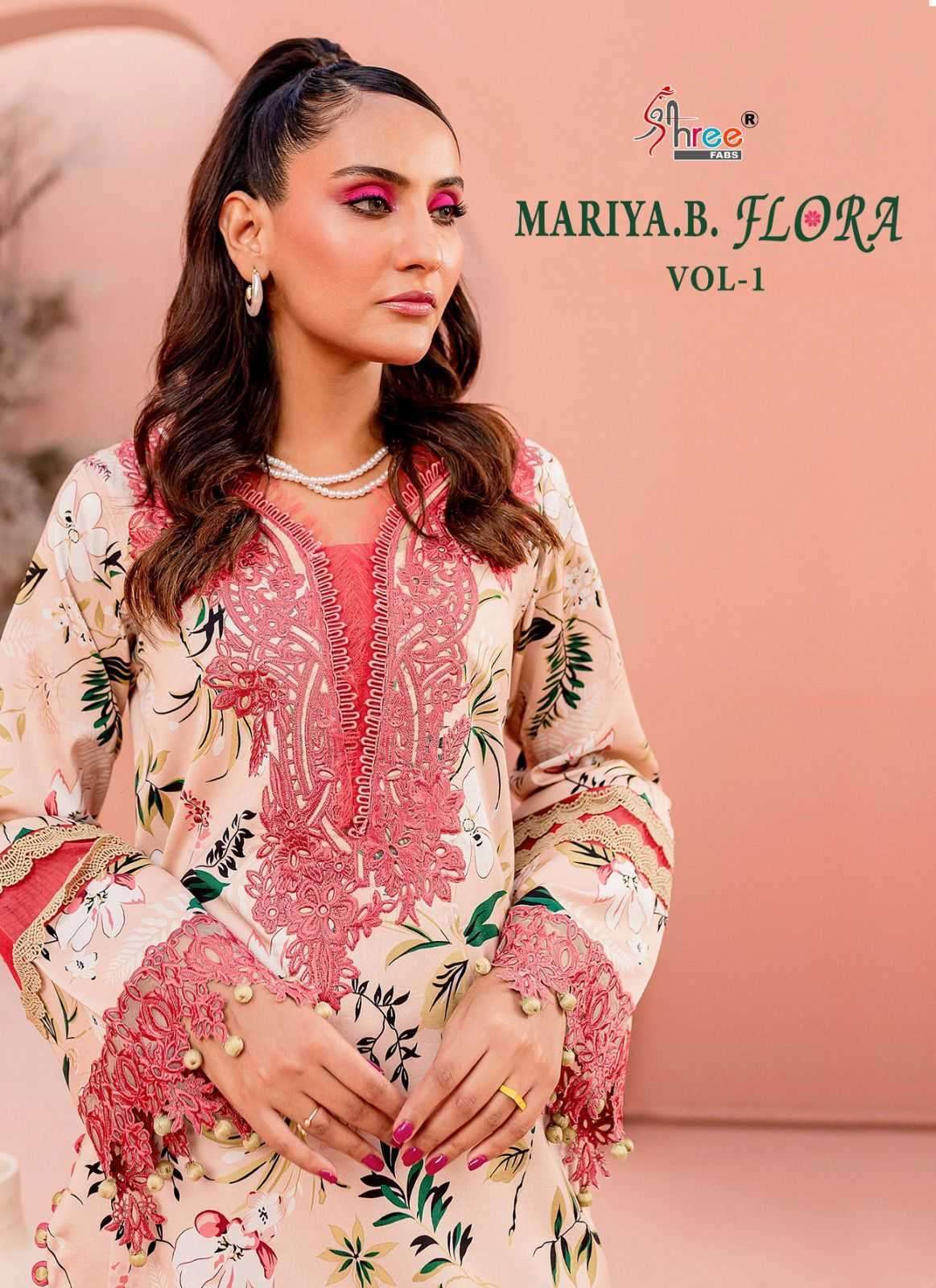 shree fab maria b flora vol 1 series 3339-3342 pure jam cotton suit 