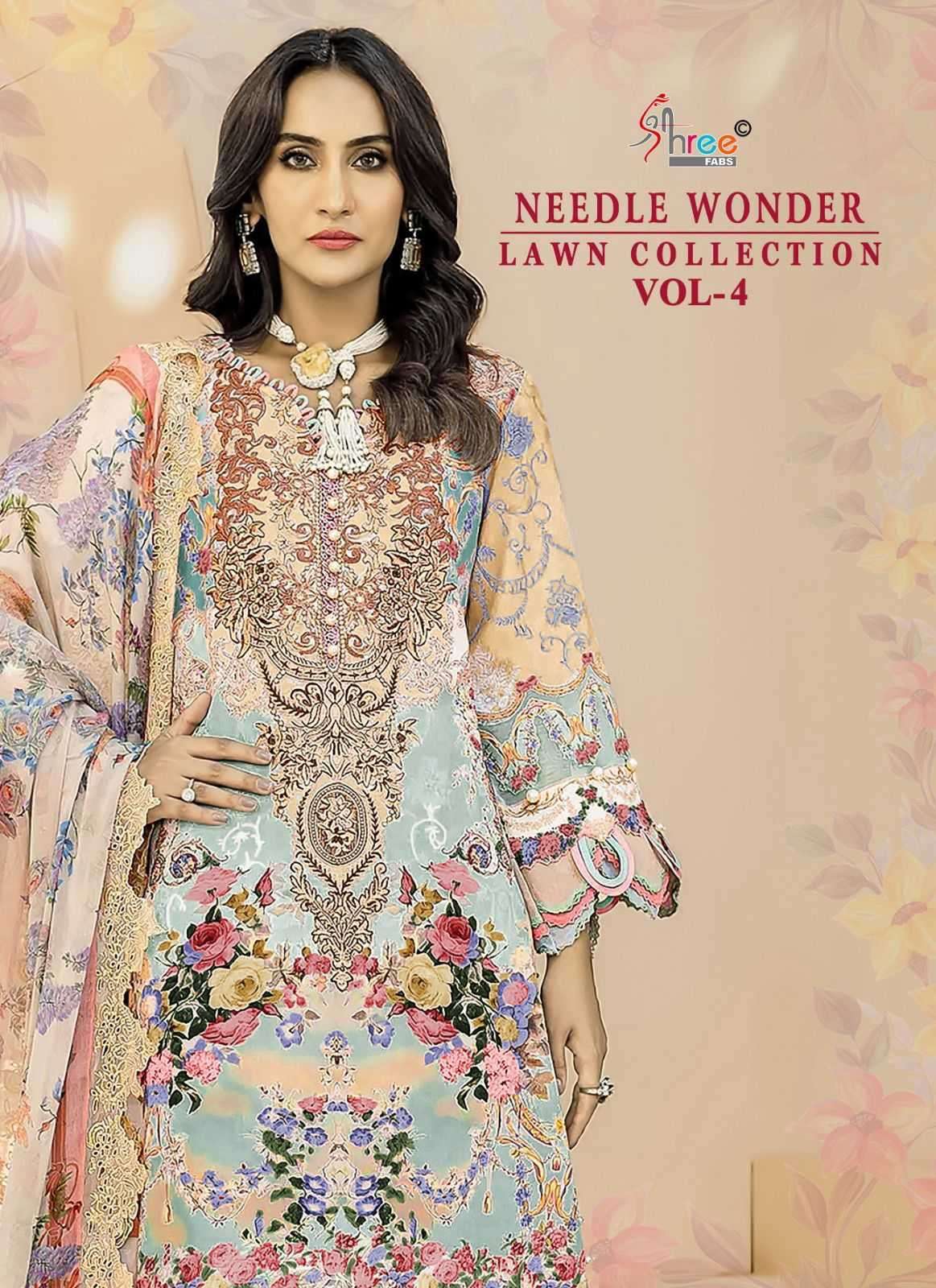 shree fab needle wonder vol 4 series 3384-3389 pure cotton suit