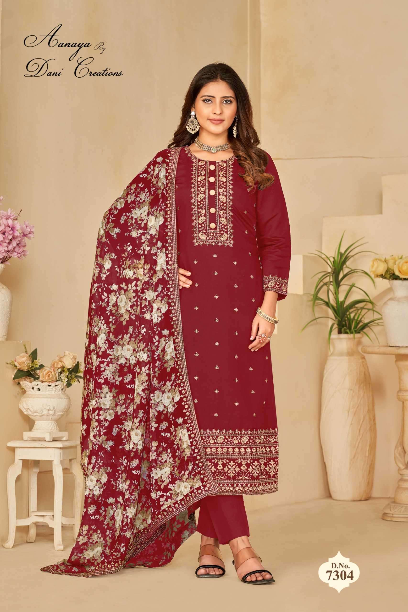 twisha aanaya vol 173 series 7301-7304 roman silk suit 