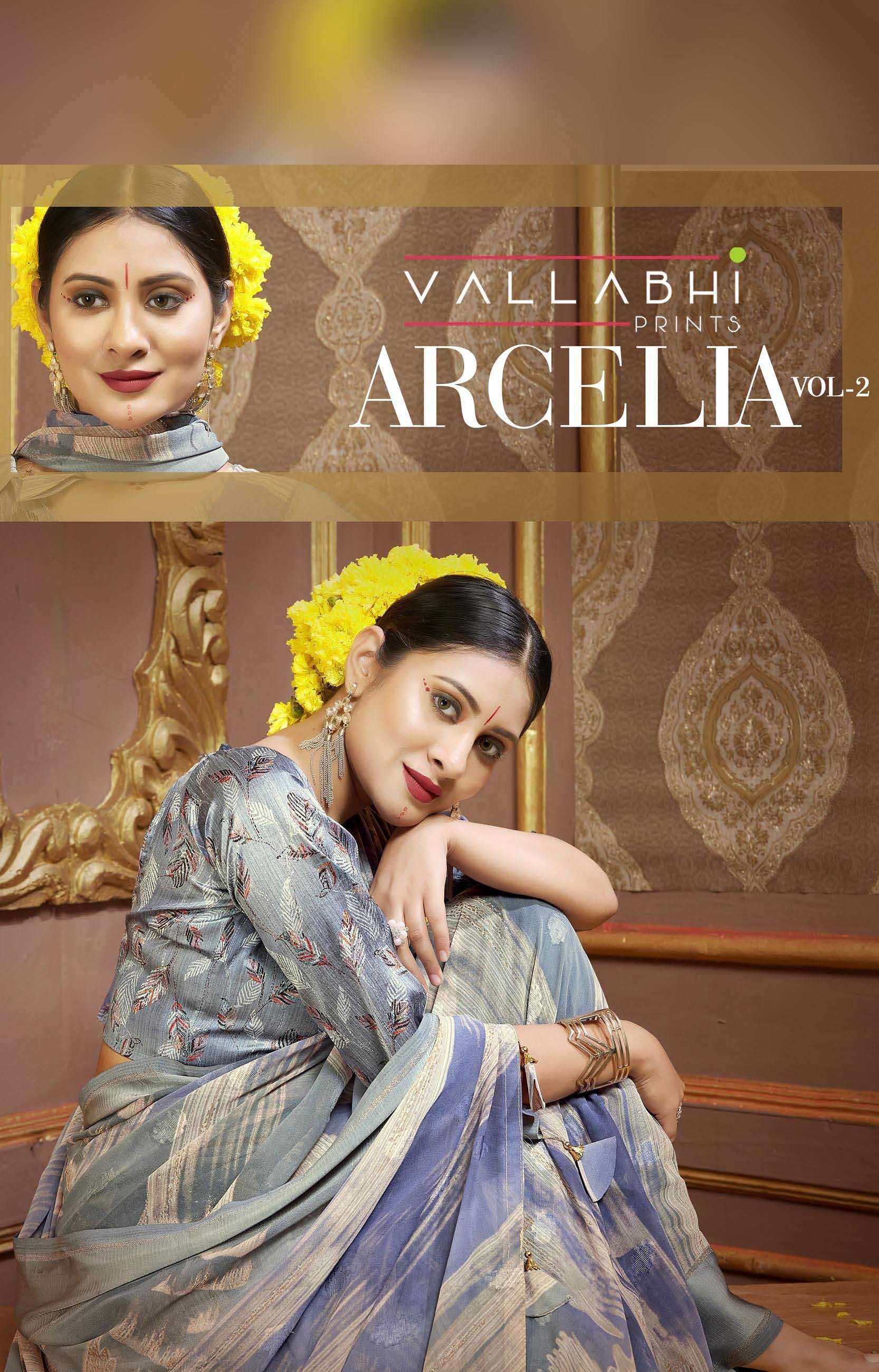 vallabhi prints arcelia vol 2 series 37577-37582 georgette soft silk saree