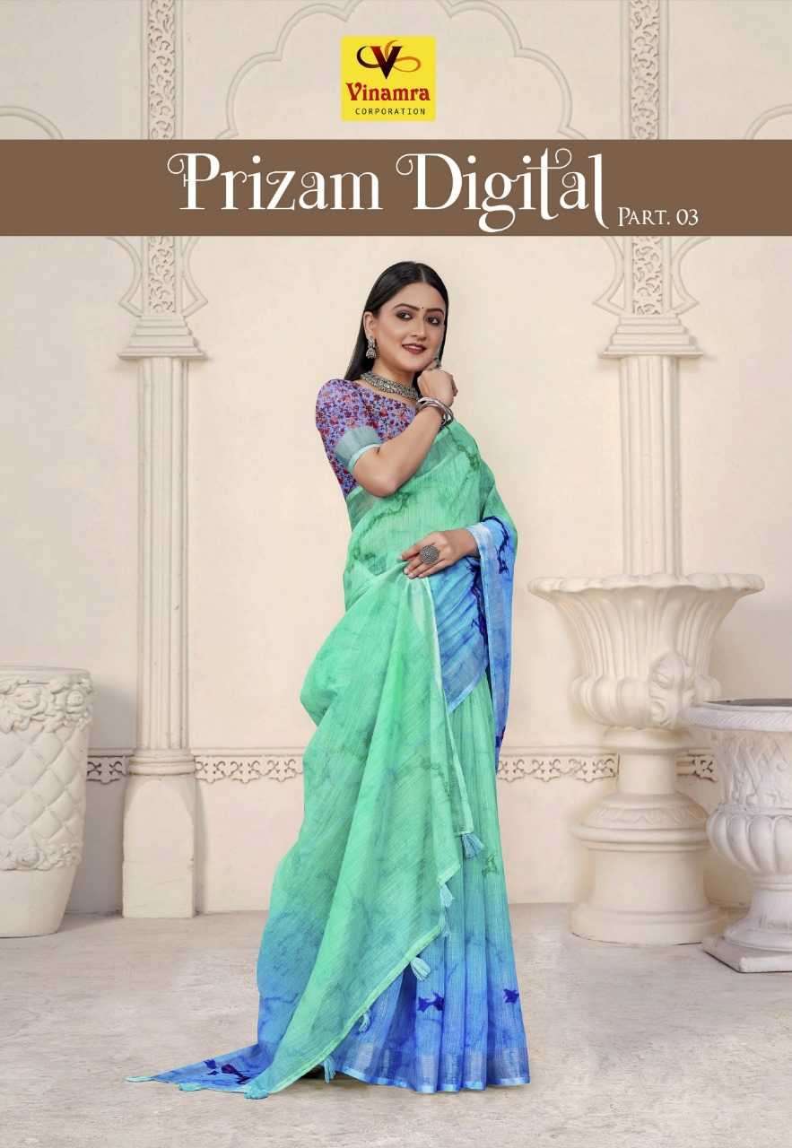 vinamra prizam digital vol 3 series 2517-2524 cotton base saree