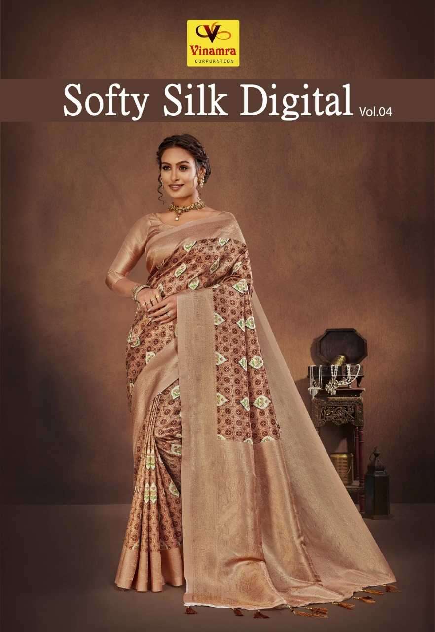 vinamra softy silk digital vol 4 series 2325-2332 cotton base saree