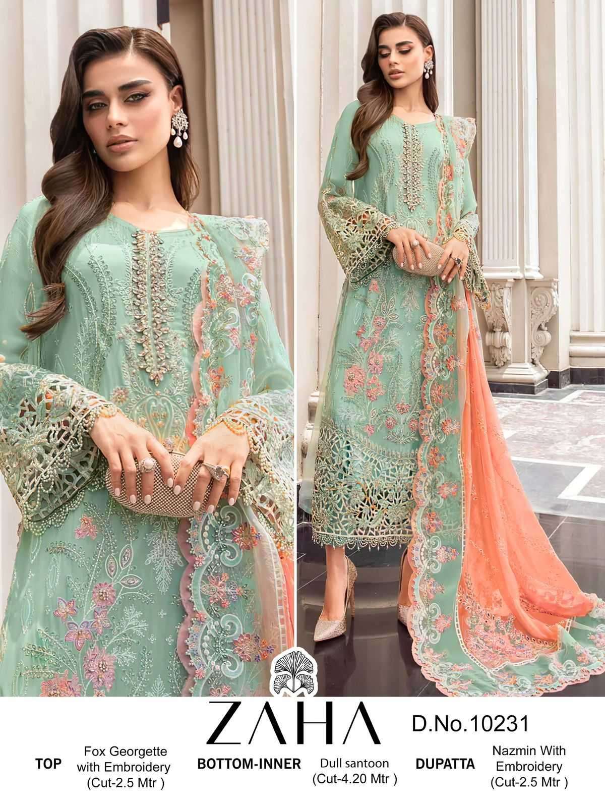 zaha 10231 georgette heavy embroidered suit 