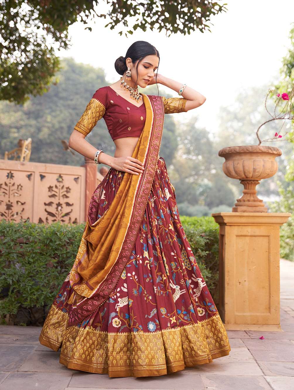 1202TEL designer Tussar Silk heavy lehenga