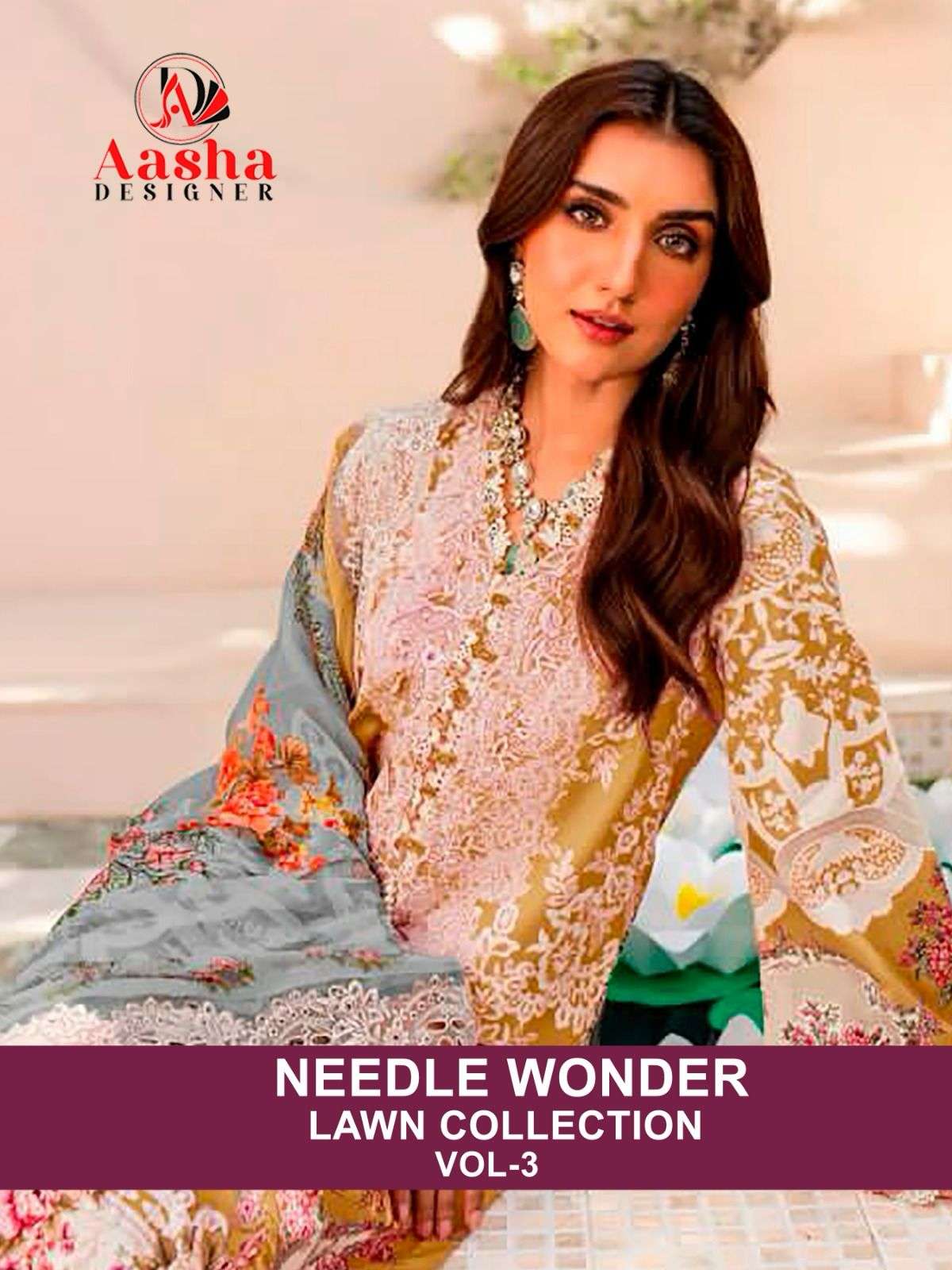 aasha needle wonder vol 3 designer pure cotton suit 