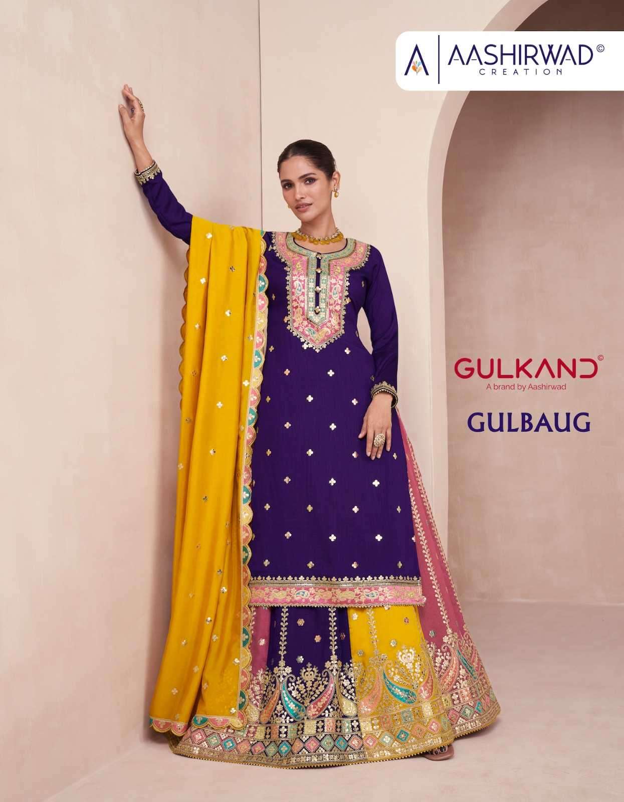 aashirwad gulkand gulbaug series 9834-9832 premium silk suit 