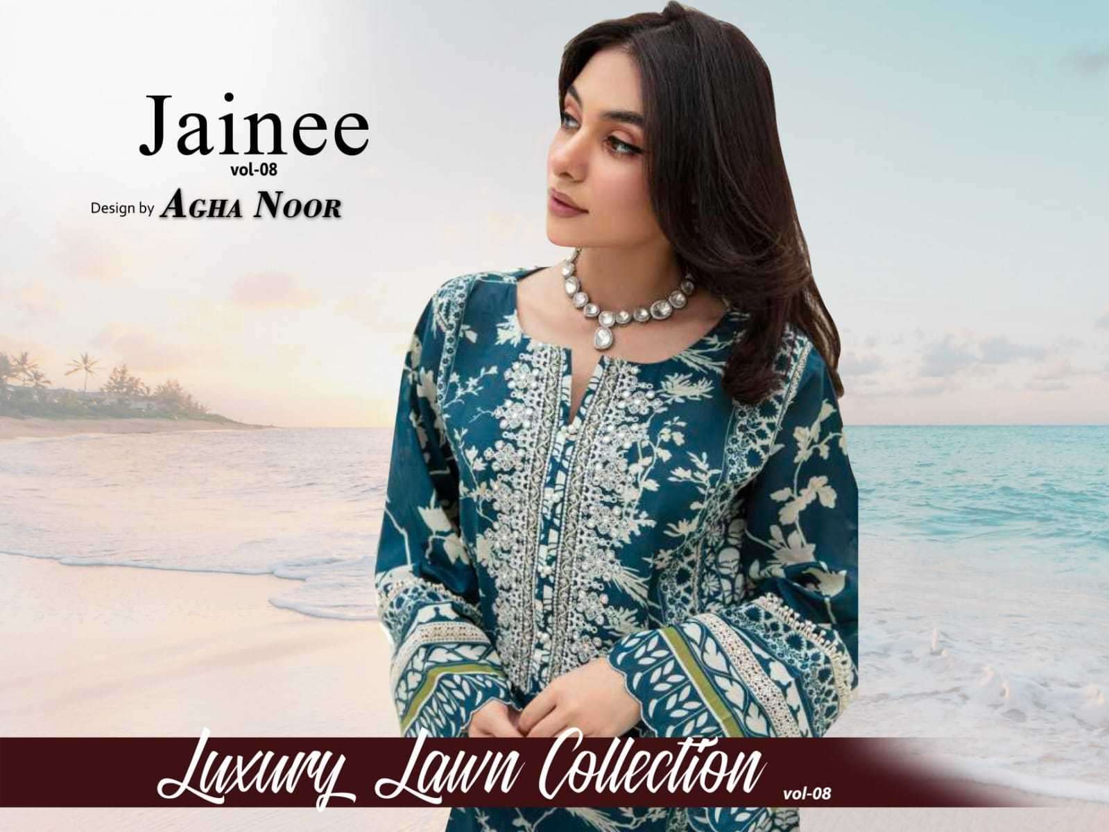 agha noor jainee vol 8 series 8001-8006 lawn cotton suit 