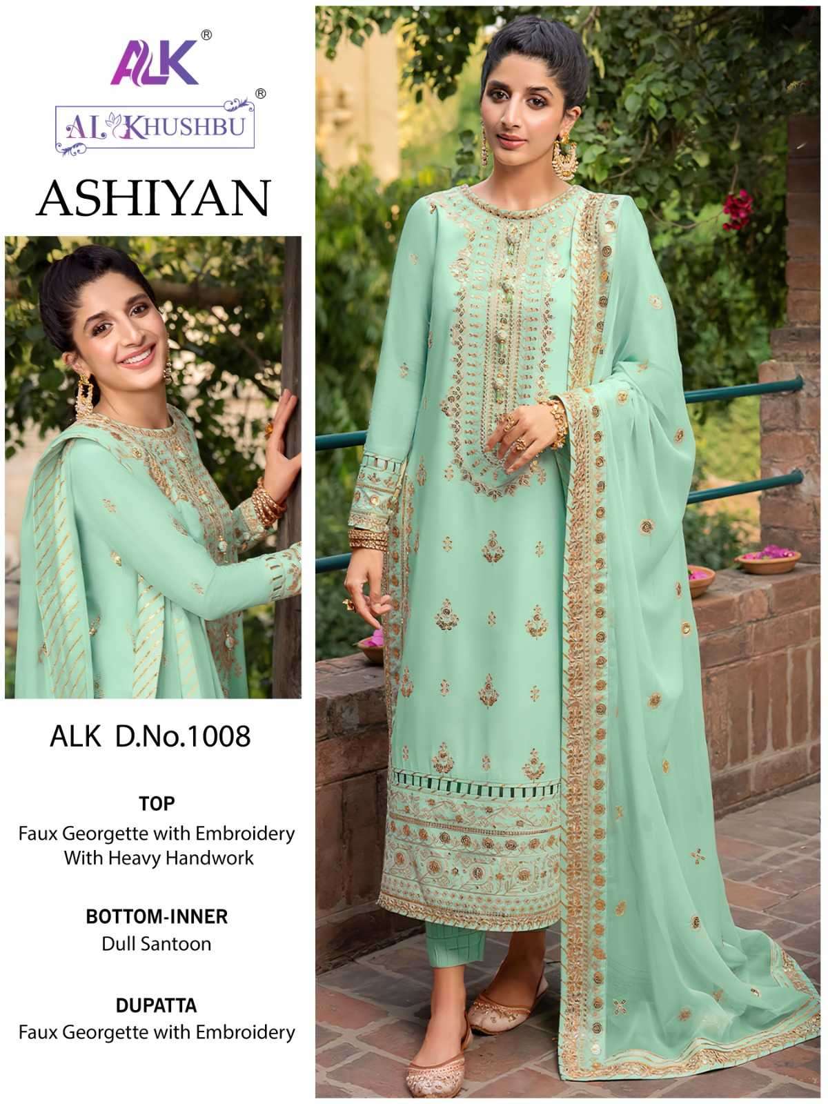 al khushbu ashiyan 1008 georgette heavy embroidered suit
