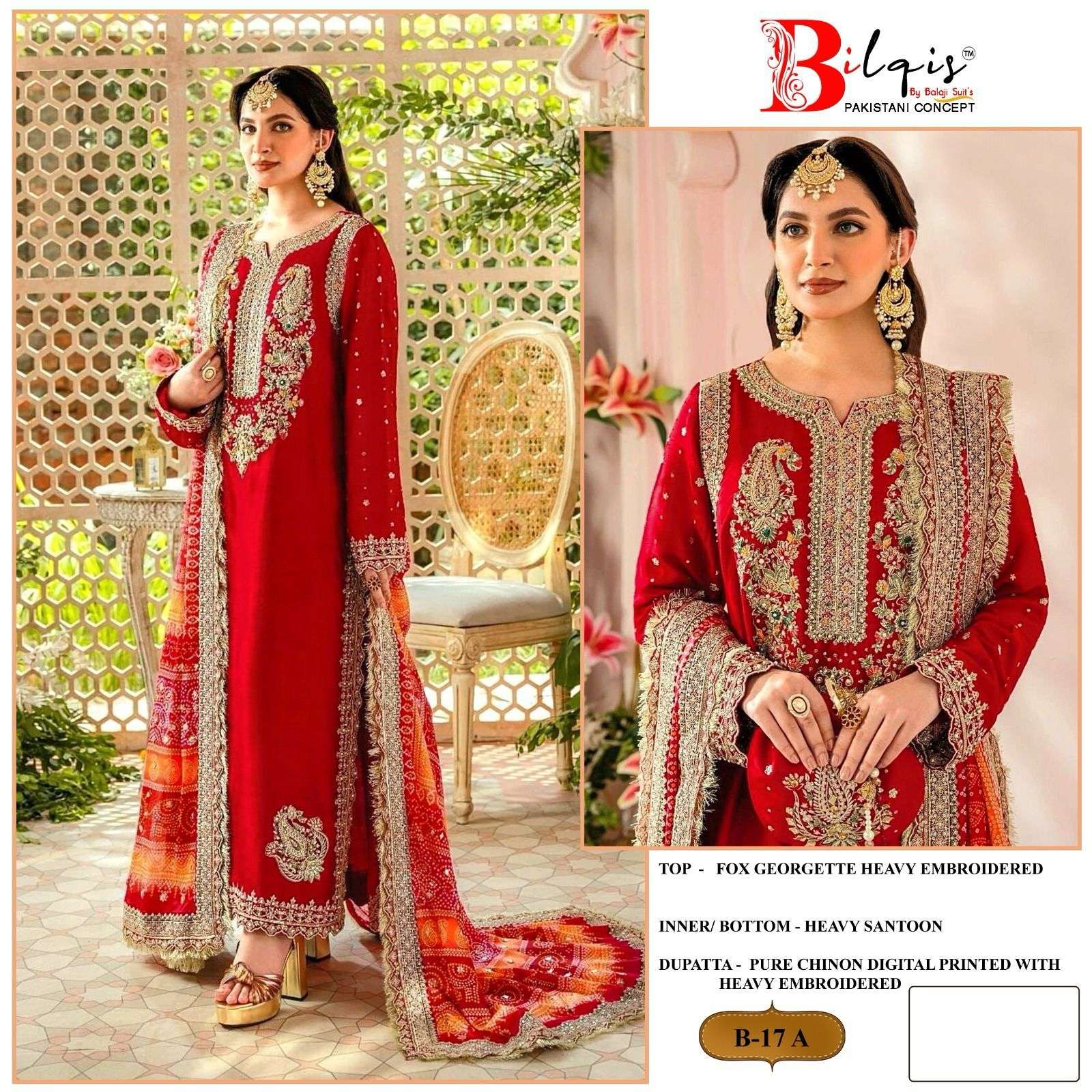 Bilqis 17 A to D designer faux georgette embroidery Suit