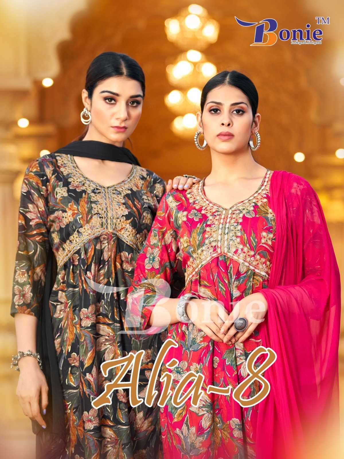 bonie alia vol 8 series 8001-8006 heavy rayon readymade suit 