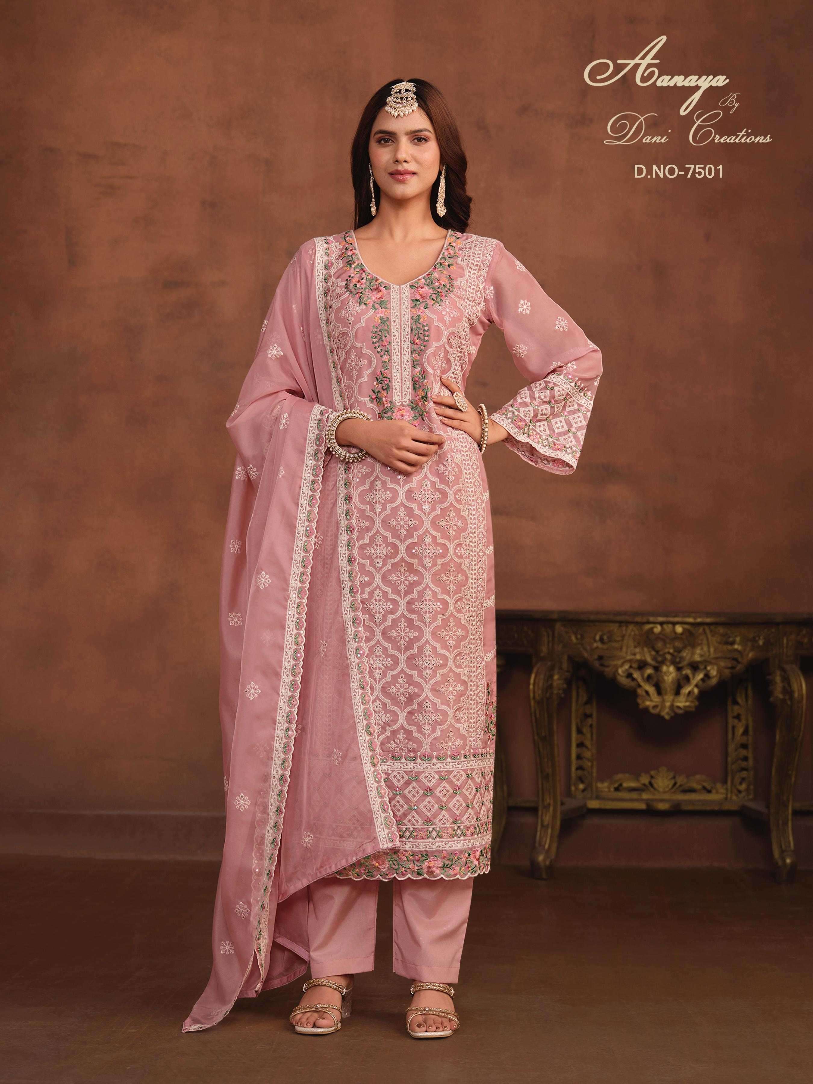 dani creation aanaya vol 175 series 7501-7504 Soft Organza suit