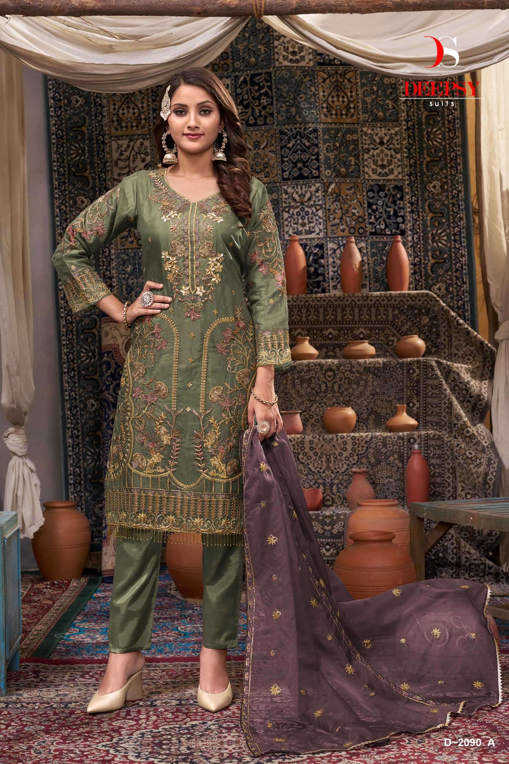 deepsy suits 2090 abc organza with embroidery suit 
