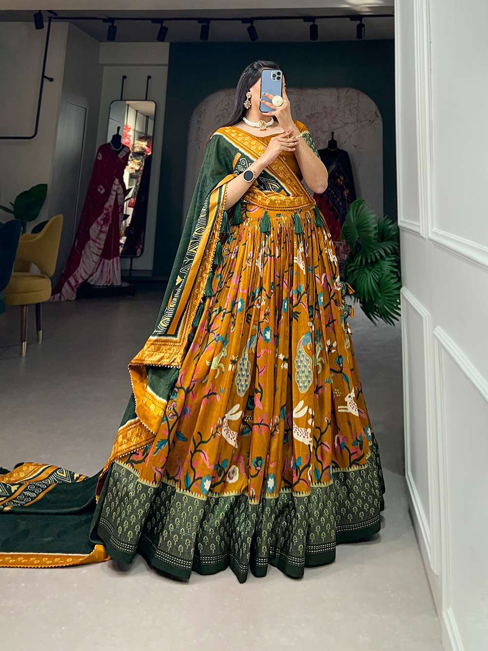 Embrace the elegance of Dola Silk Tussar Silk lehenga