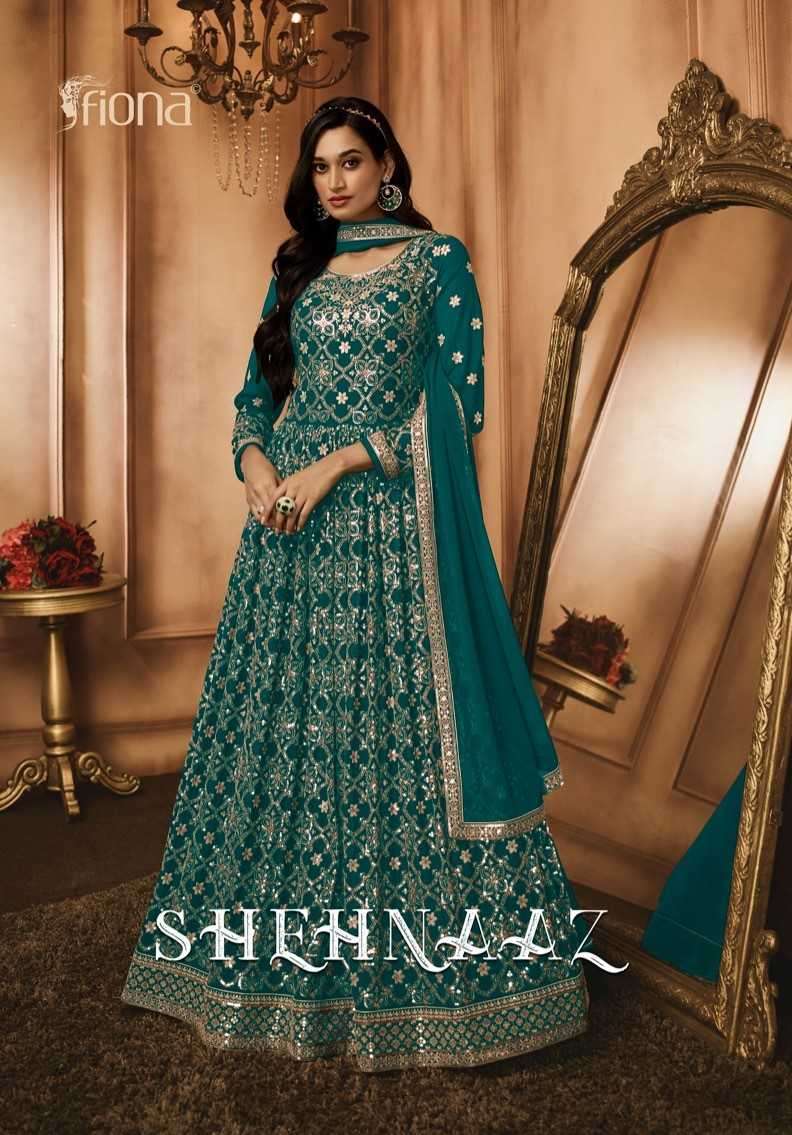 fiona sehnaaz series 51211-51216 heavy georgette gown with dupatta 