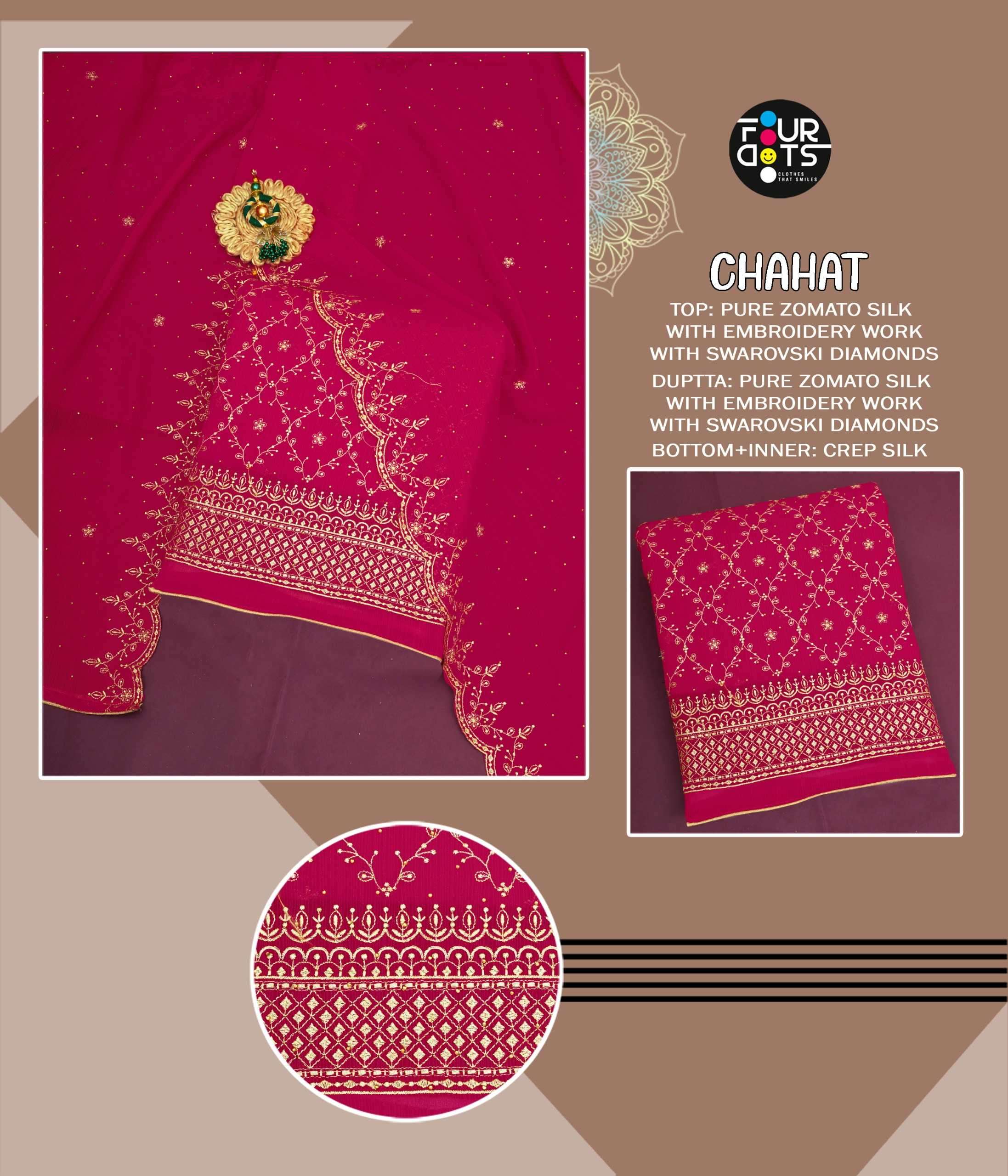 fourdots chahat Pure Vichitra Silk suit